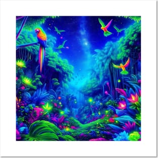 Neon Jungle Dreamscape uv reactive Posters and Art